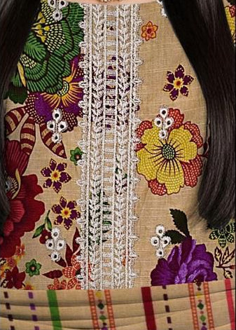 Slub Khaddar 3-Piece Suit | Embroidery & Printed Dupatta