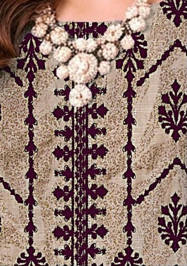 Slub Khaddar 3-Piece Suit | Embroidery & Printed Dupatta