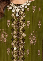 Slub Khaddar 3-Piece Suit | Embroidery & Printed Dupatta