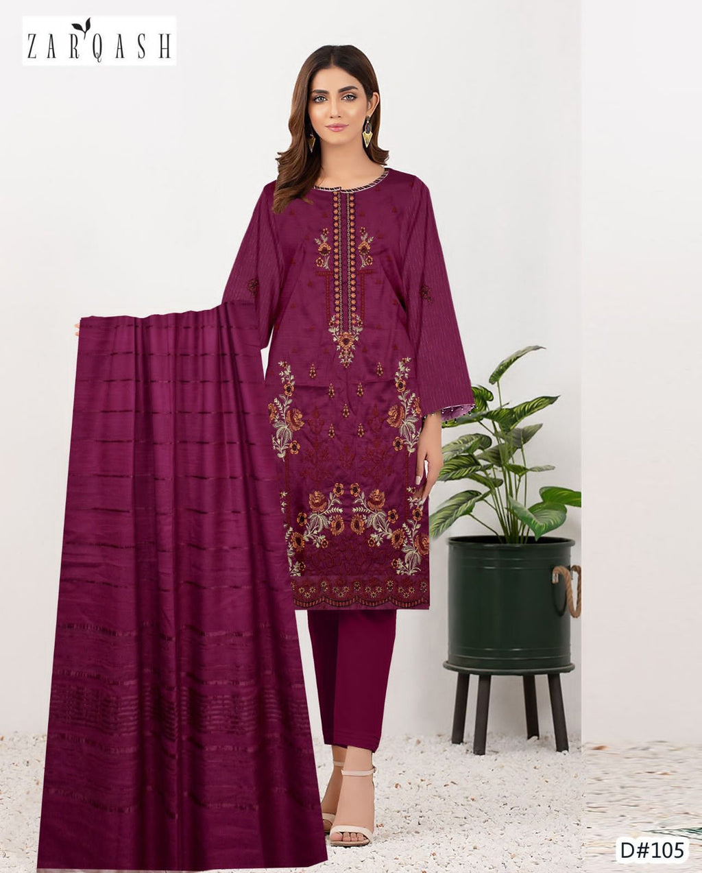 Banadora Dhanak Winter Embroidery Suit with Velvet Shawl – Zarqash