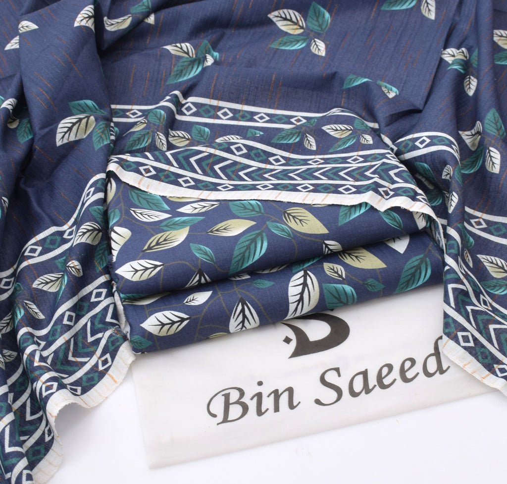 BINSAEED Original Printed Khaddar Suit Set – Choose From 6 Colors