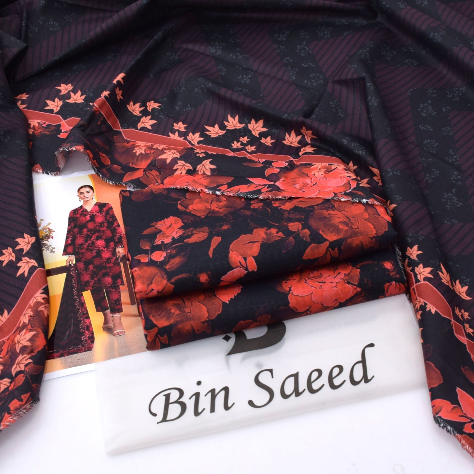 BINSAEED Original Printed Khaddar Suit Set – Choose From 6 Colors