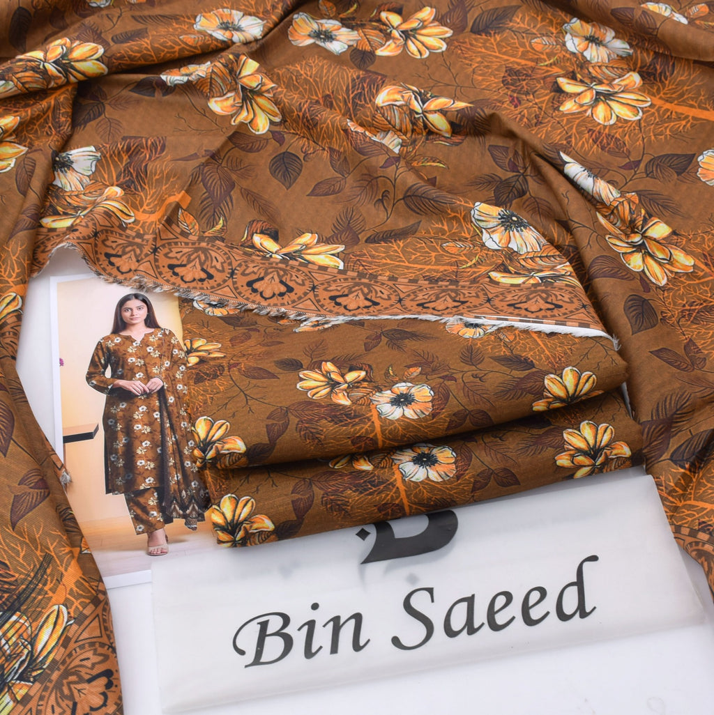 BINSAEED Signature Printed Khaddar Collection – 6 Color Options