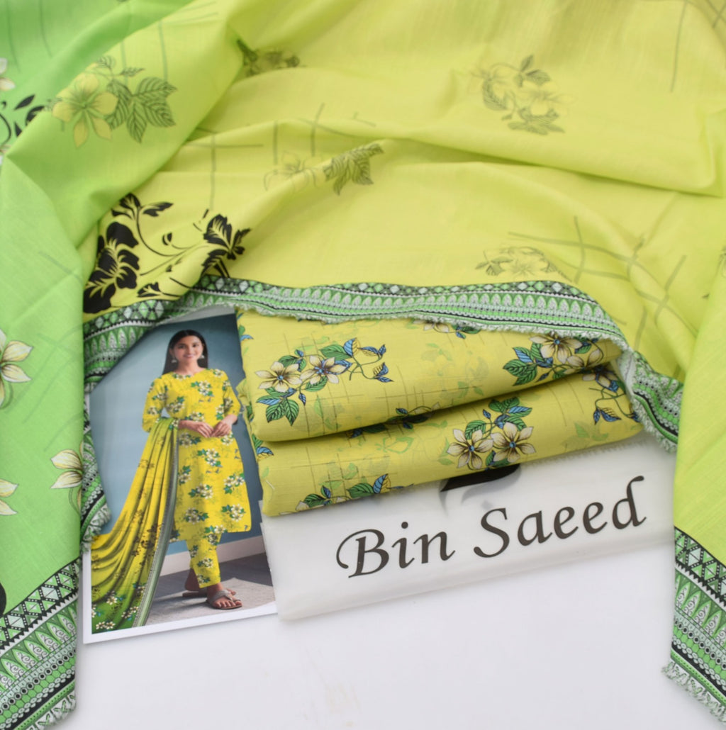 BINSAEED Signature Printed Khaddar Collection – 6 Color Options