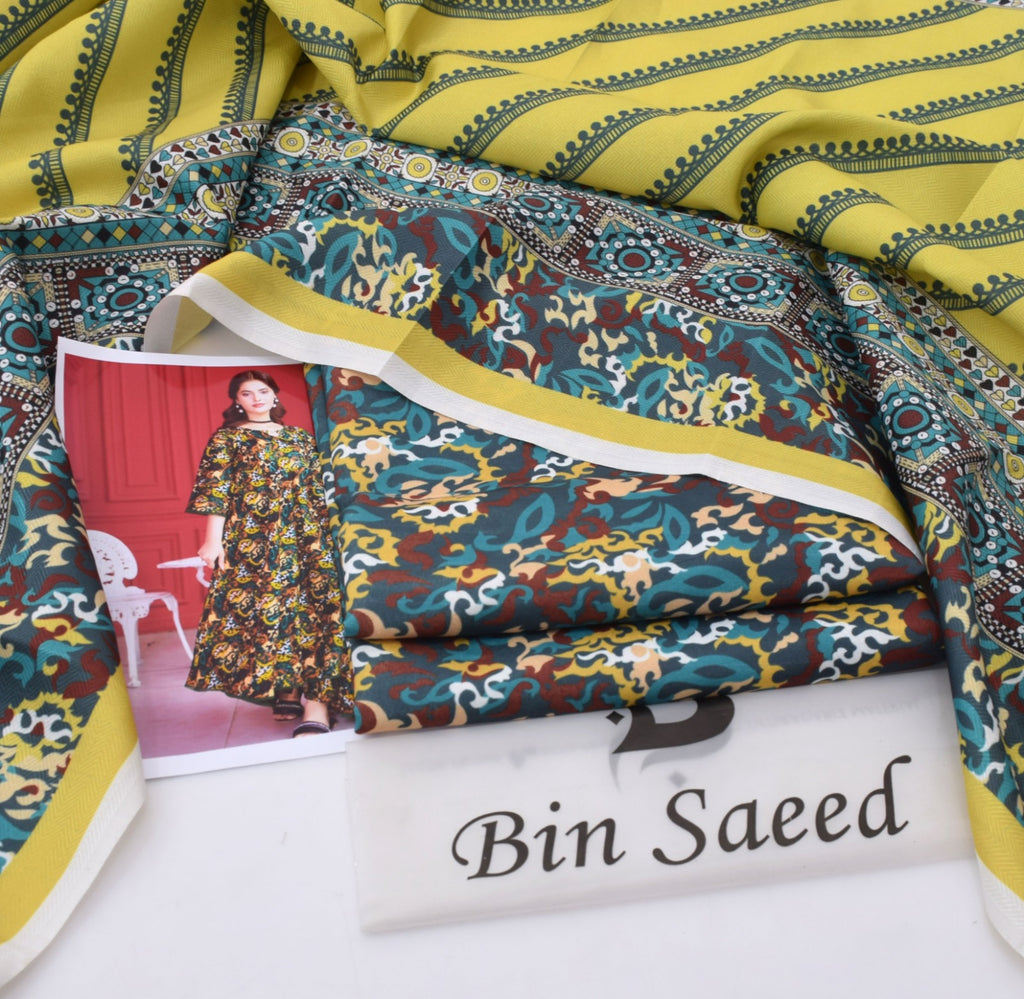 BINSAEED Printed Khaddar 3-Piece – Premium Winter Suit || 7 Colors