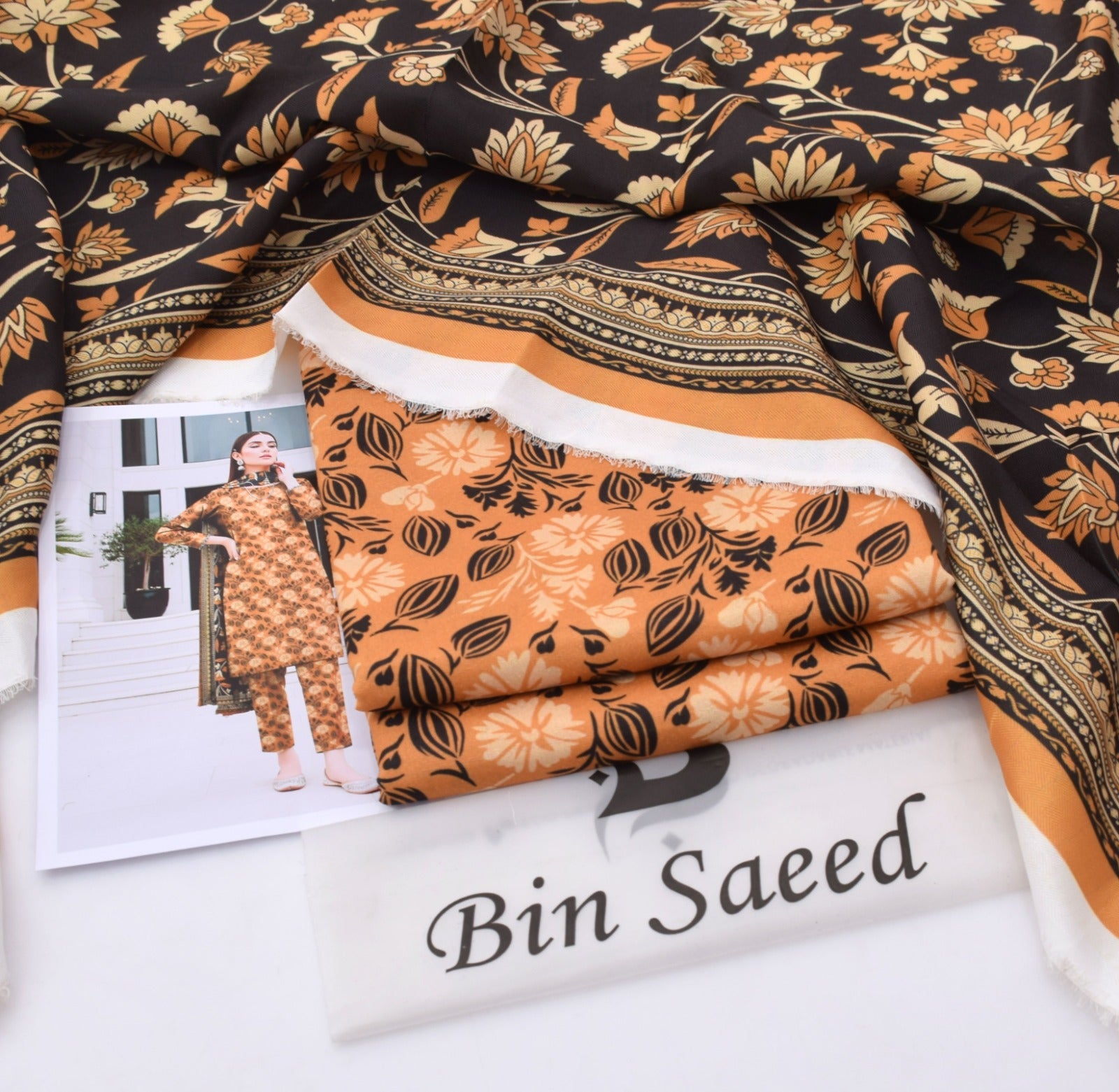 BINSAEED Printed Khaddar 3-Piece – Premium Winter Suit || 7 Colors