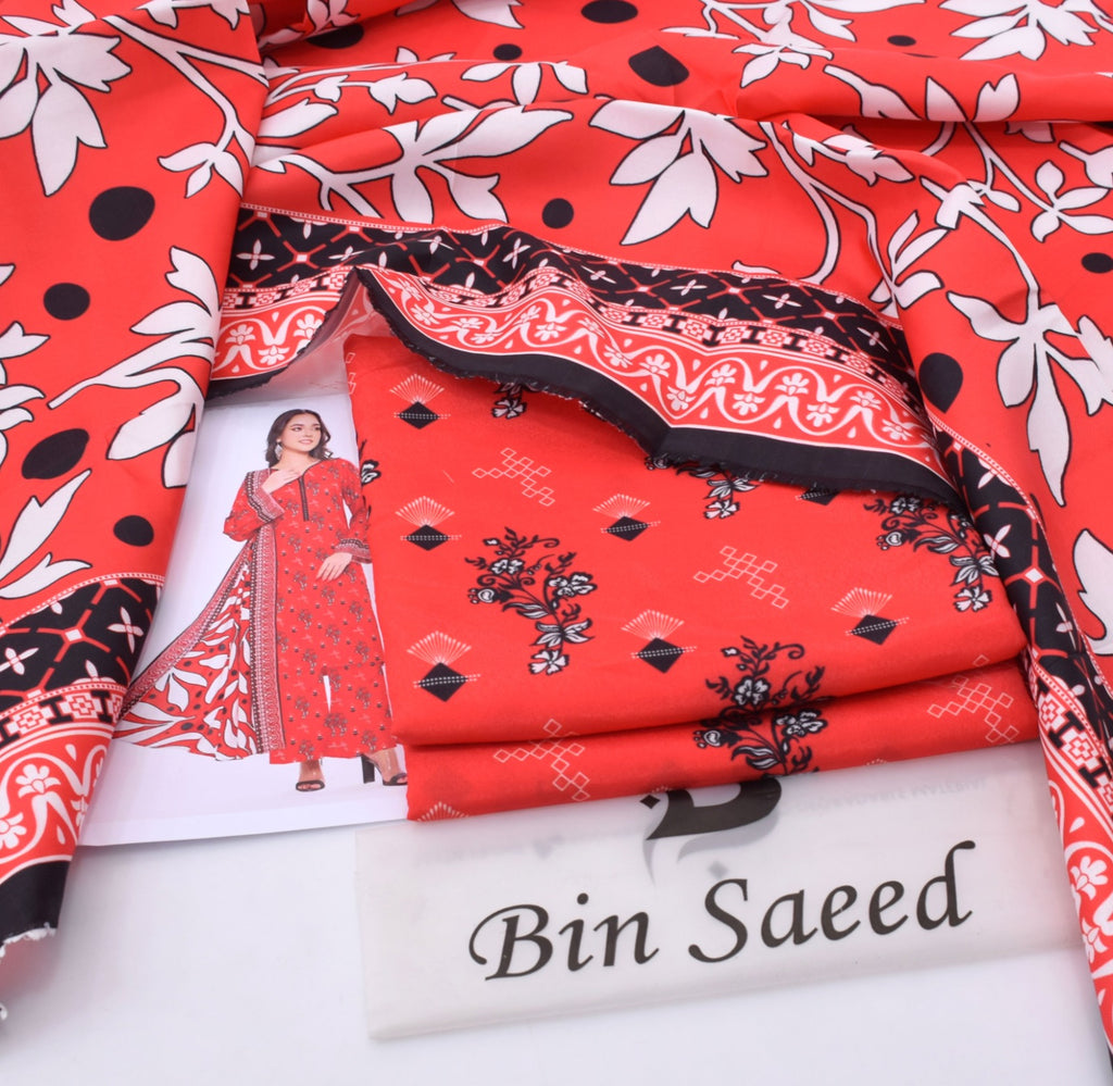 BINSAEED Khaddar 3PC – Elegant Printed Shirt & Trouser Set || 7 Colors