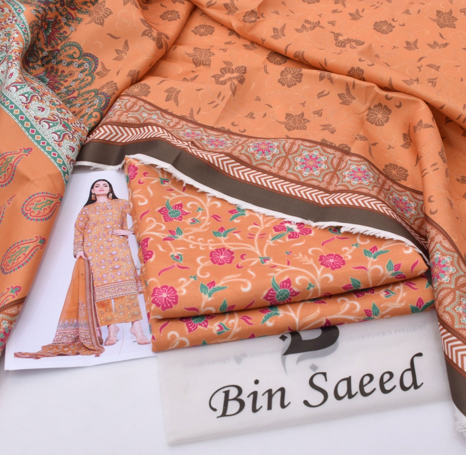 BINSAEED Khaddar 3PC – Elegant Printed Shirt & Trouser Set || 7 Colors