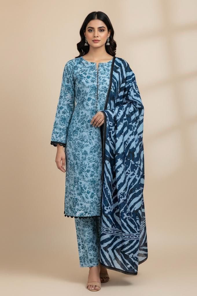 BAROQUE Signature Digital Printed Khaddar Suit – Authentic Winter Fabric
