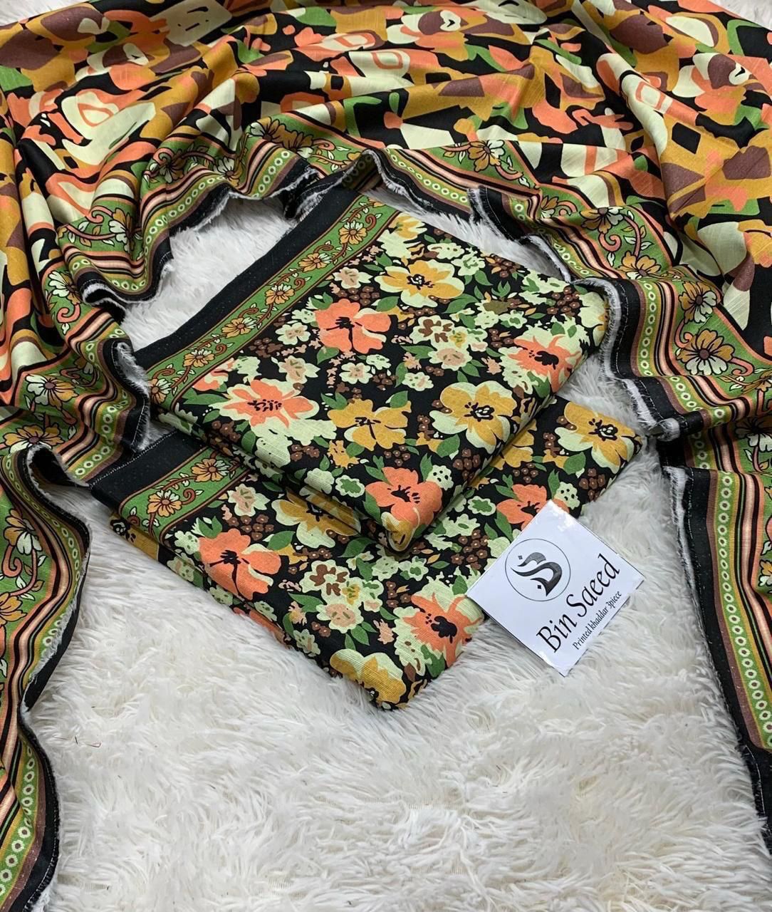 BAROQUE Premium Printed Khaddar 3PC – Digital Shirt & Trouser Winter Suit