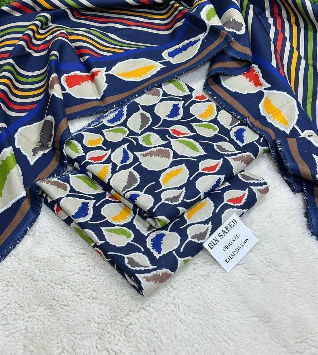 BINSAEED Original Printed Khaddar Suit – Winter Edition