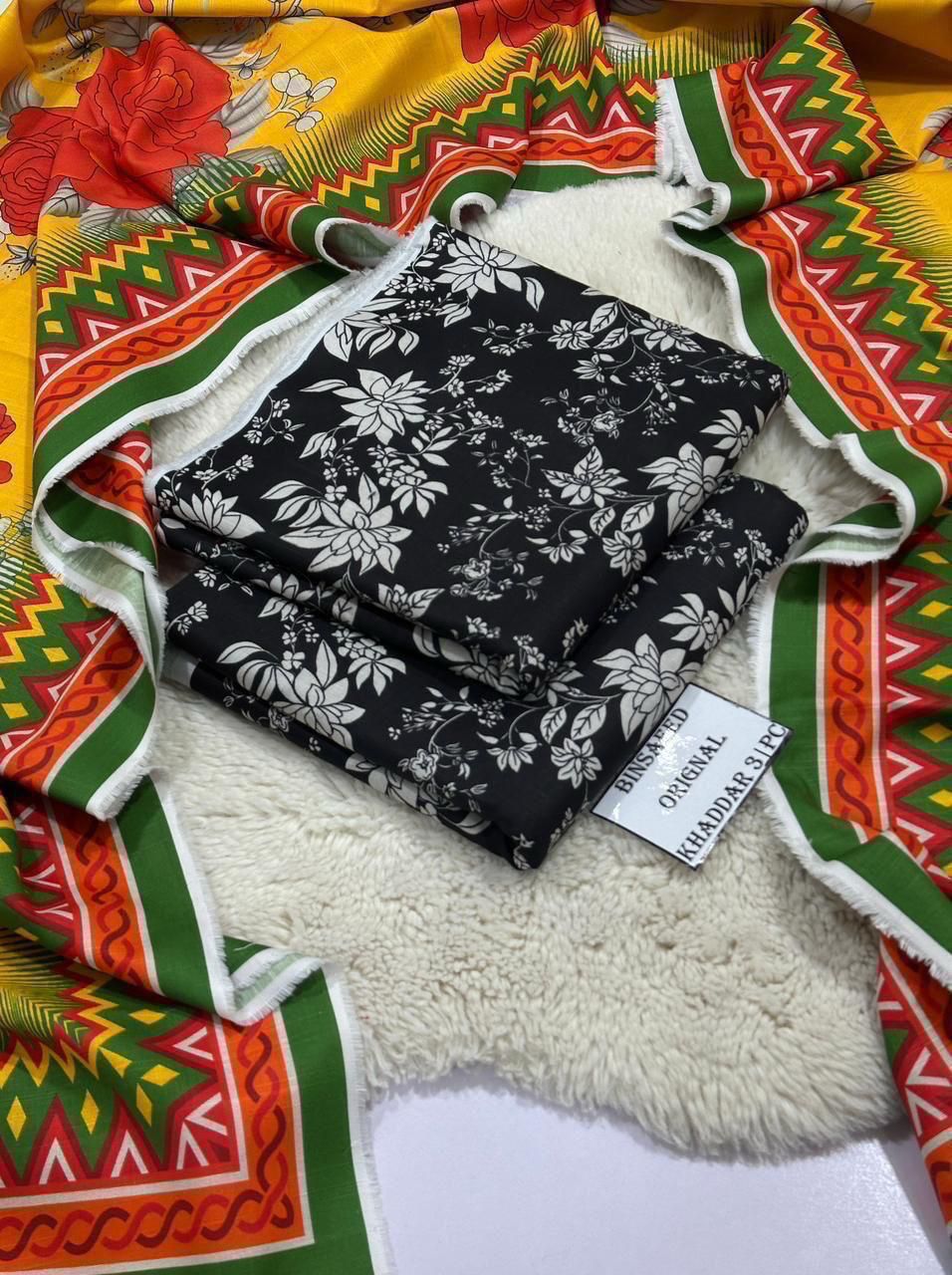 BINSAEED Winter Khaddar Collection – Printed 3-Piece Suit