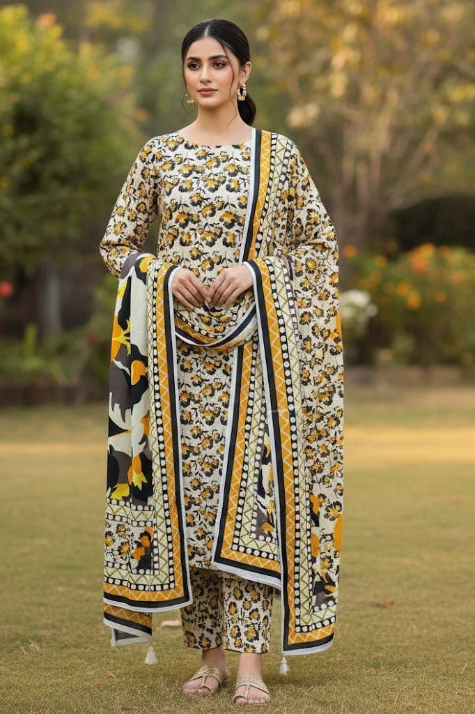 BINSAEED Premium Khaddar 3PC – Printed Shirt & Trouser Set