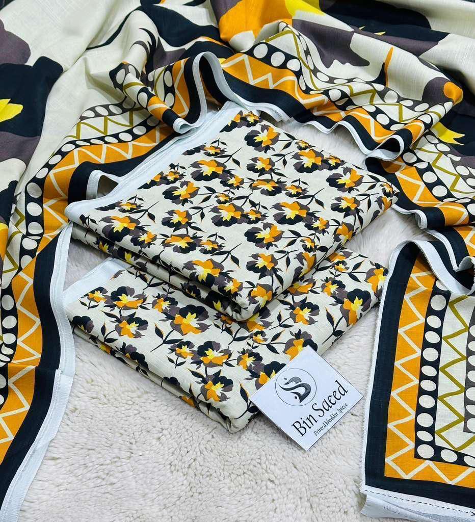 BINSAEED Premium Khaddar 3PC – Printed Shirt & Trouser Set