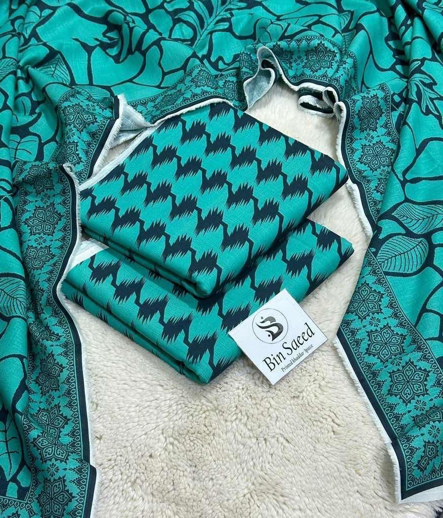 BAROQUE Classic Winter Khaddar Suit – Digital Shirt with Printed Dupatta