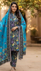 BAROQUE Digital Printed Khaddar Suit – Elegant Winter Edition