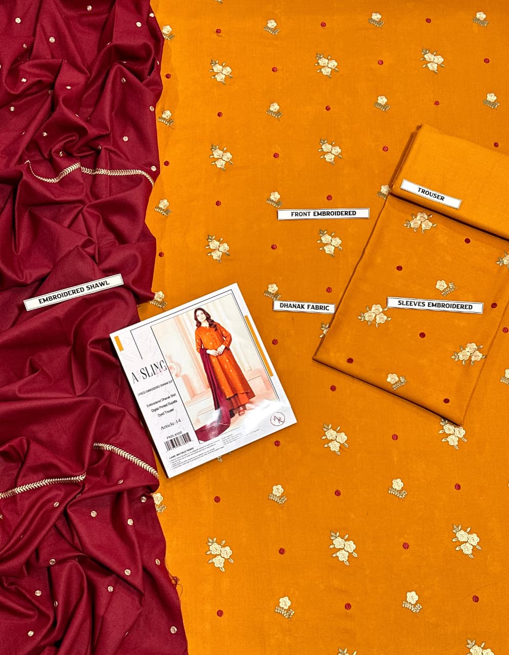 A Sling Premium Dhanak 3PC Unstitched Fabric with Digital Pashmina