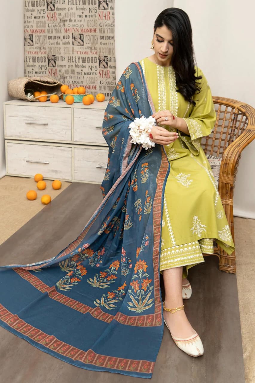 URGE Elegant Dhanak 3PC Unstitched Fabric with Pashmina Shawl