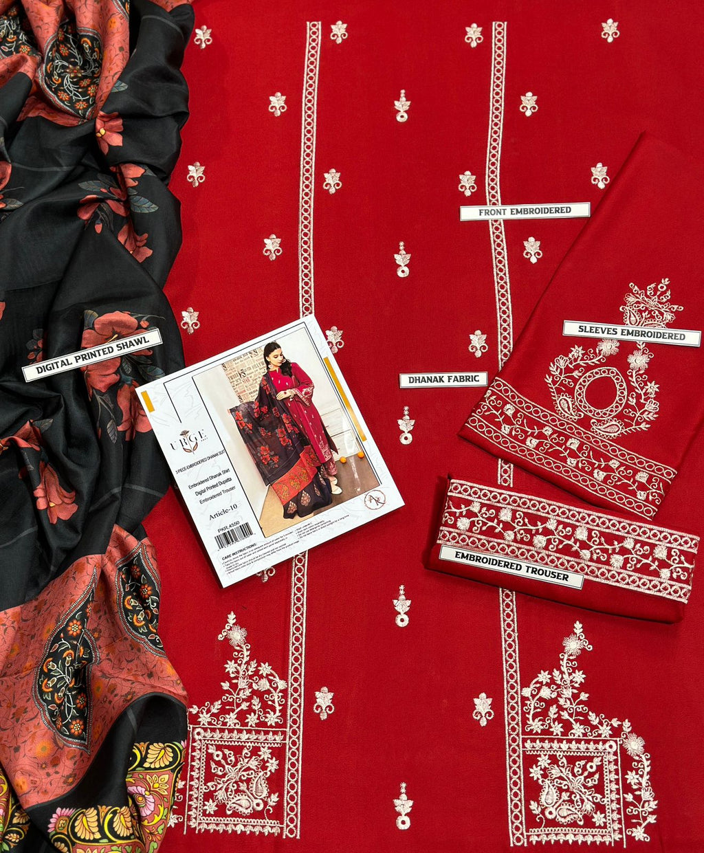 URGE Elegant Dhanak 3PC Unstitched Fabric with Digital Pashmina