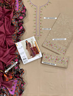 GARNET Premium Dhanak 3PC Unstitched Fabric with Pashmina Shawl