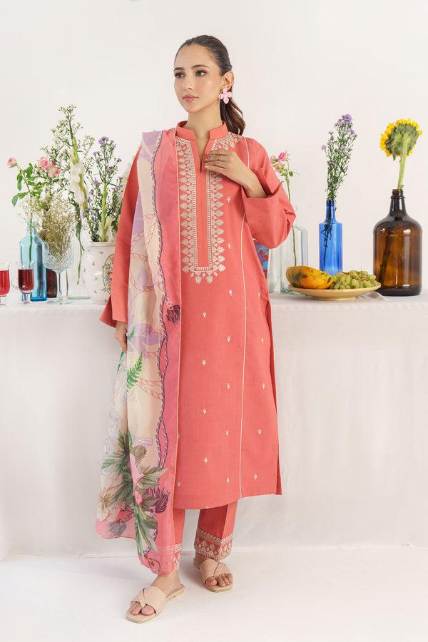 HANA Premium Soft Dhanak 3PC Unstitched Set with Digital Pashmina
