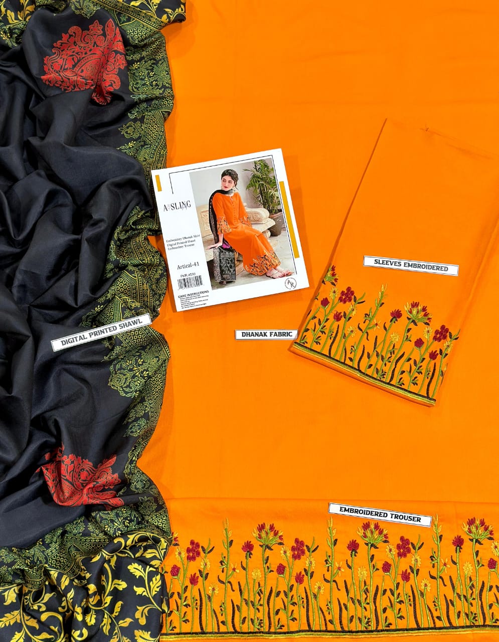 URGE Winter Charm Dhanak 3PC Unstitched Fabric with Pashmina