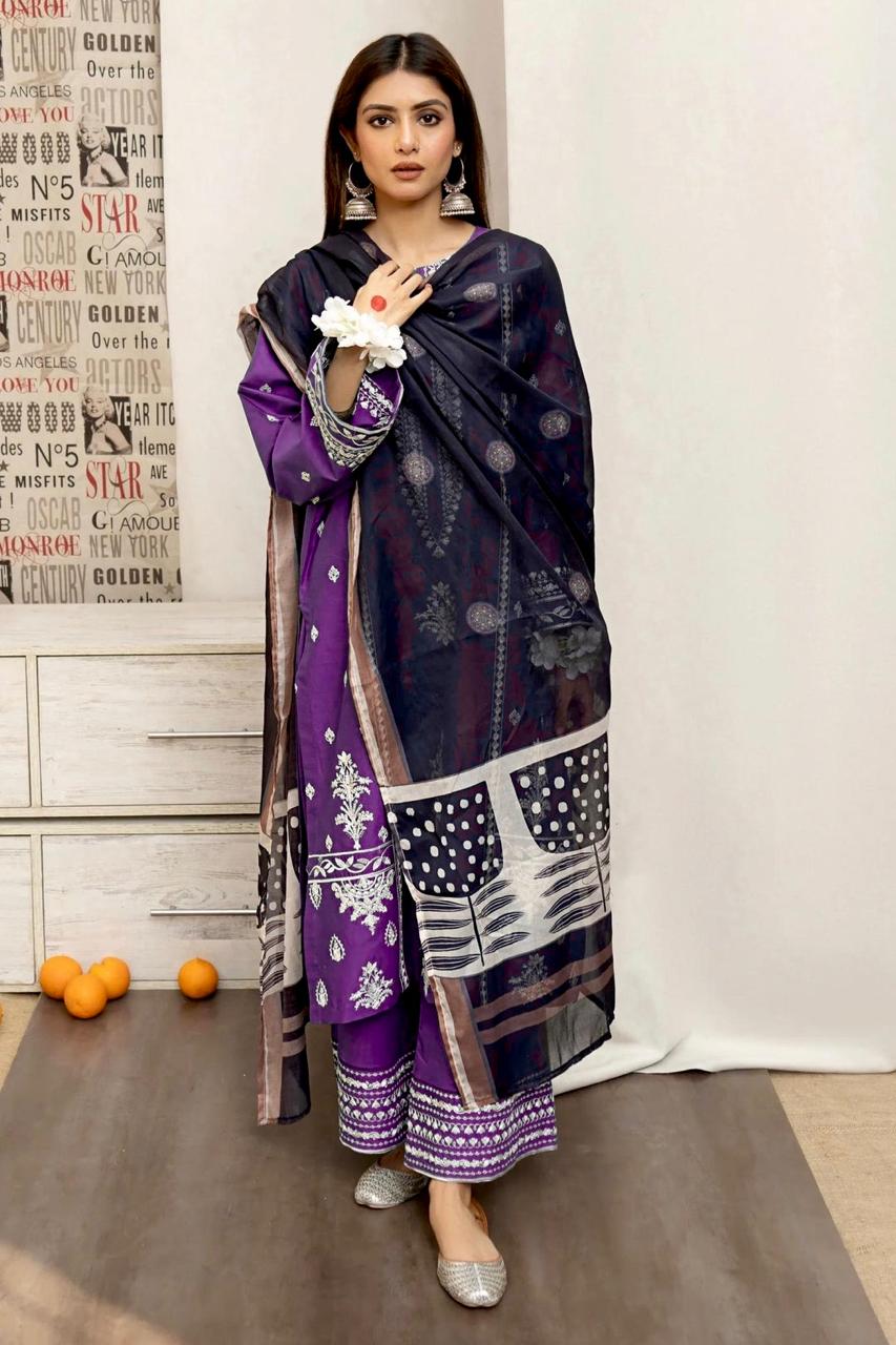URGE Winter Elegance Dhanak 3PC Unstitched Fabric with Pashmina