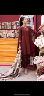 URGE Premium Dhanak 3PC Unstitched Fabric with Digital Pashmina Shawl