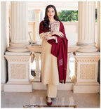 A Sling Airjet Dhanak 3PC Embroidered Winter Suit with Pashmina