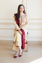 A Sling Airjet Dhanak 3PC Embroidered Winter Suit with Pashmina