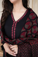 URGE Premium Dhanak 3PC Winter Suit with Embroidered Details & Pashmina