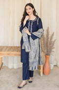 A Sling Winter Dhanak 3PC Suit with Embroidered Detailing & Pashmina Shawl