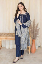 A Sling Winter Dhanak 3PC Suit with Embroidered Detailing & Pashmina Shawl