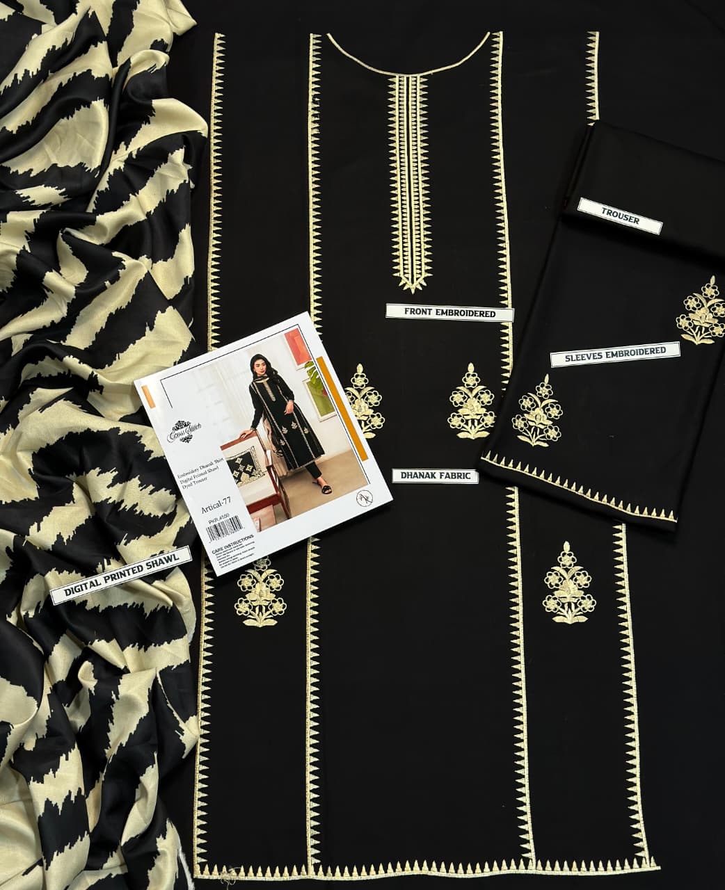 Cross Stitch Premium Winter Dhanak 3PC Embroidered Ensemble