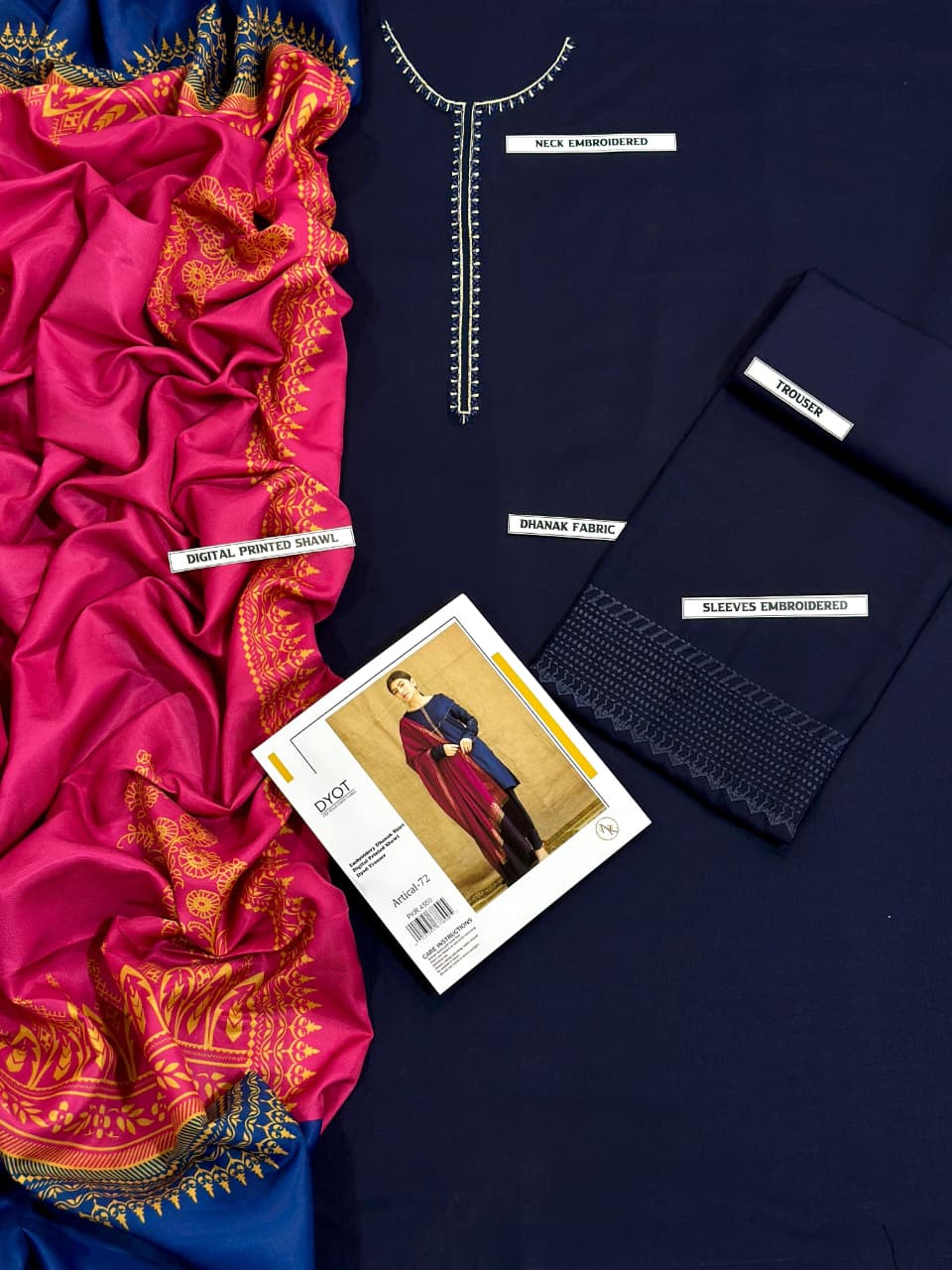 DYOT Dhanak 3PC Embroidered Winter Suit + Pashmina Shawl