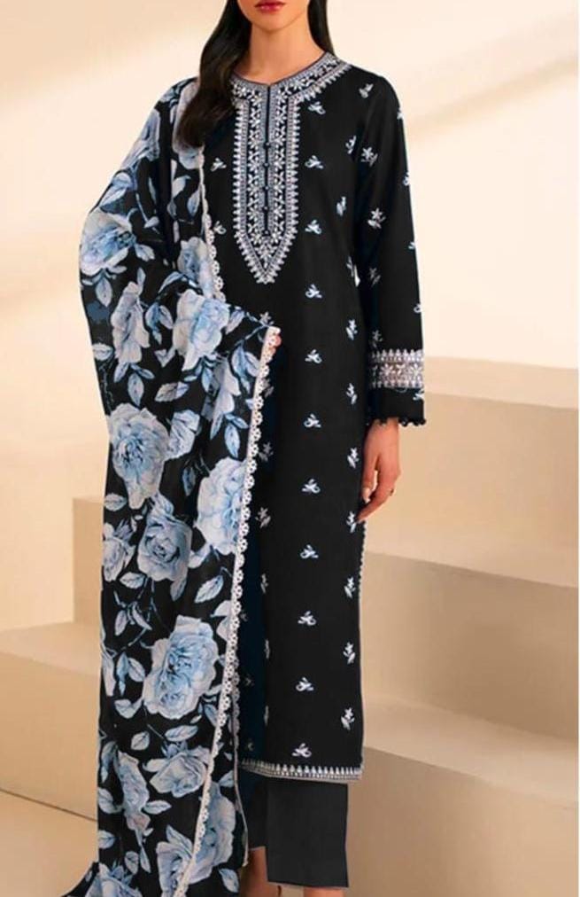 URGE Winter Dhanak 3PC Embroidered Suit with Digital Pashmina Shawl