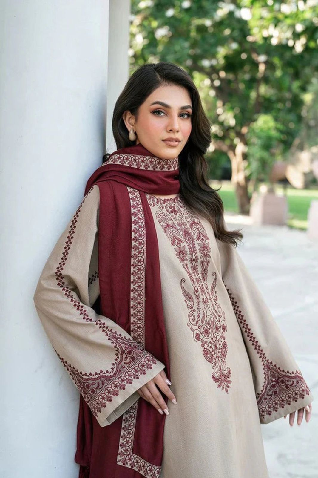 Zara Shahjahan Premium Winter Dhanak 3PC Unstitched Fabric with Pashmina