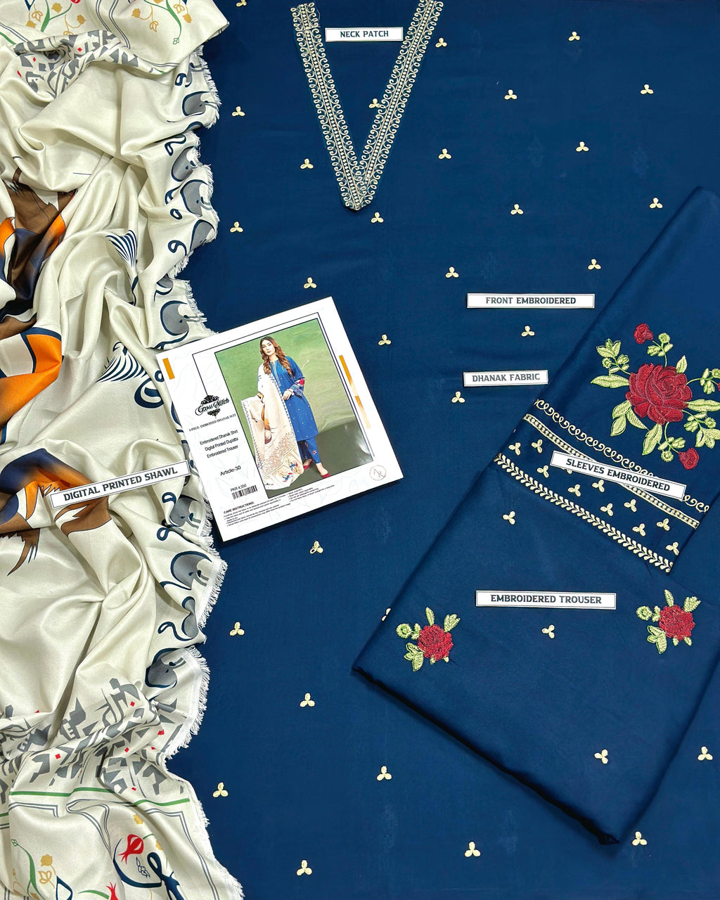 URGE Classic Winter Dhanak 3PC Unstitched Set with Pashmina Shawl