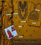 Libaas Classic Airjet Dhanak 3PC Unstitched Embroidered Fabric with Shawl