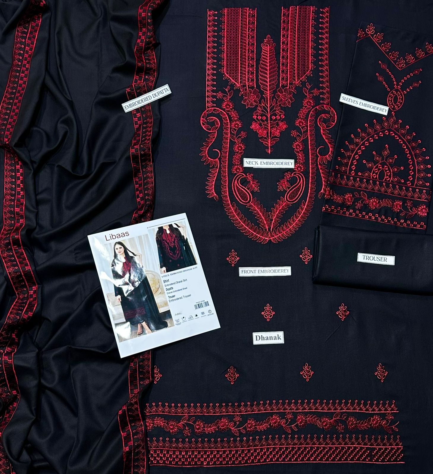 Libaas Signature Airjet Dhanak 3PC Unstitched Embroidered Fabric with Shaw