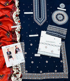 Jazmin Airjet Dhanak 3PC Unstitched Embroidered Fabric Set with Shawl