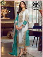 SRA Luxury Organza Suit | Thread & Handwork | Heavy Embroidered 3PC