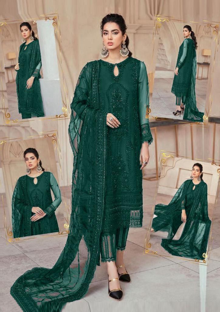 Mushq Premium Wedding Collection – Luxury Net Embroidered 3PC Unstitched Suit