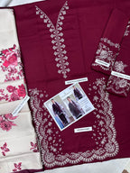 Zara Shahjahan Unstitched Dhanak Collection – Embroidered Shirt & Trouser + Digital Shawl