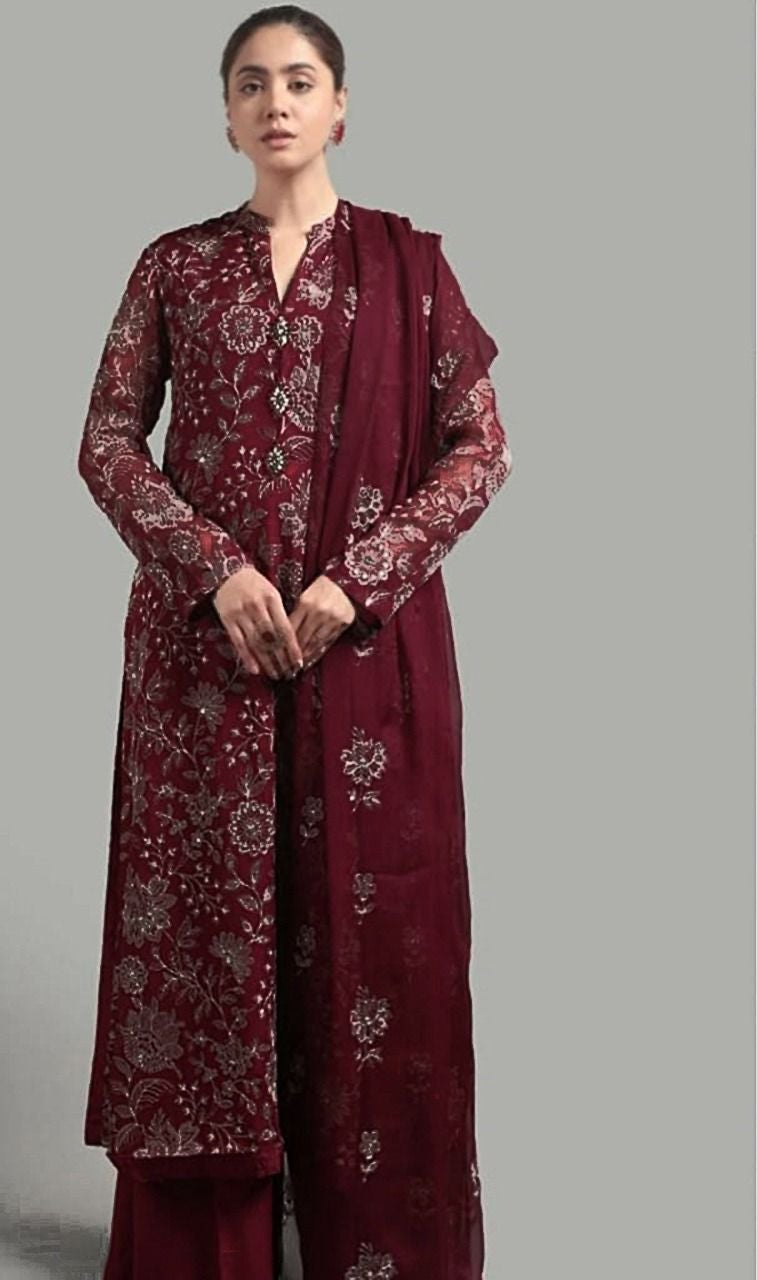 Bareeze Premium Dyed Dhanak – Elegant 3PC Winter Suit
