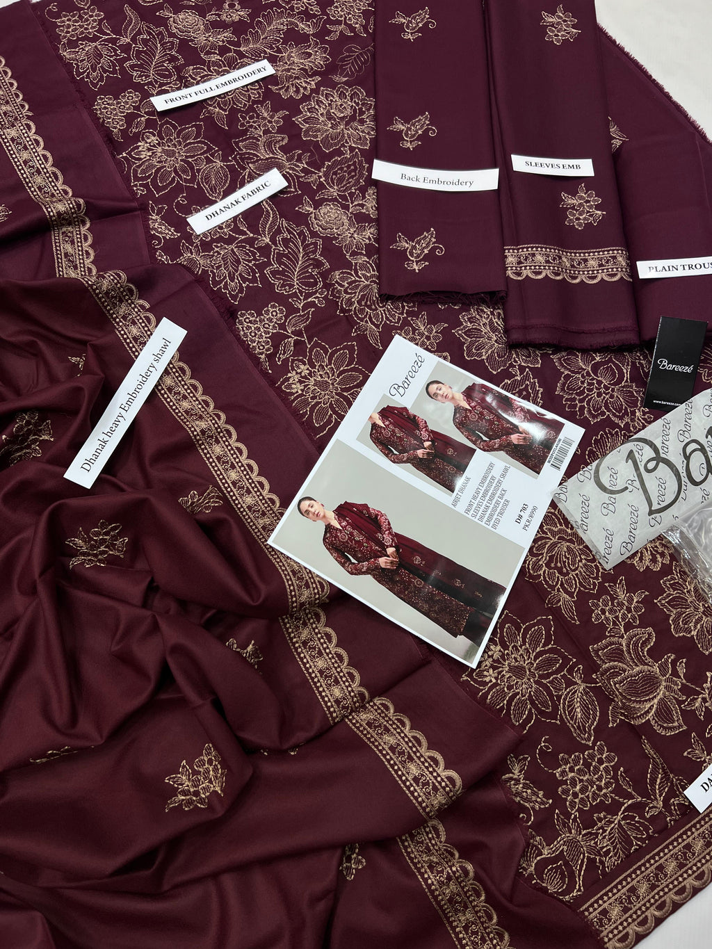 Bareeze Premium Dyed Dhanak – Elegant 3PC Winter Suit
