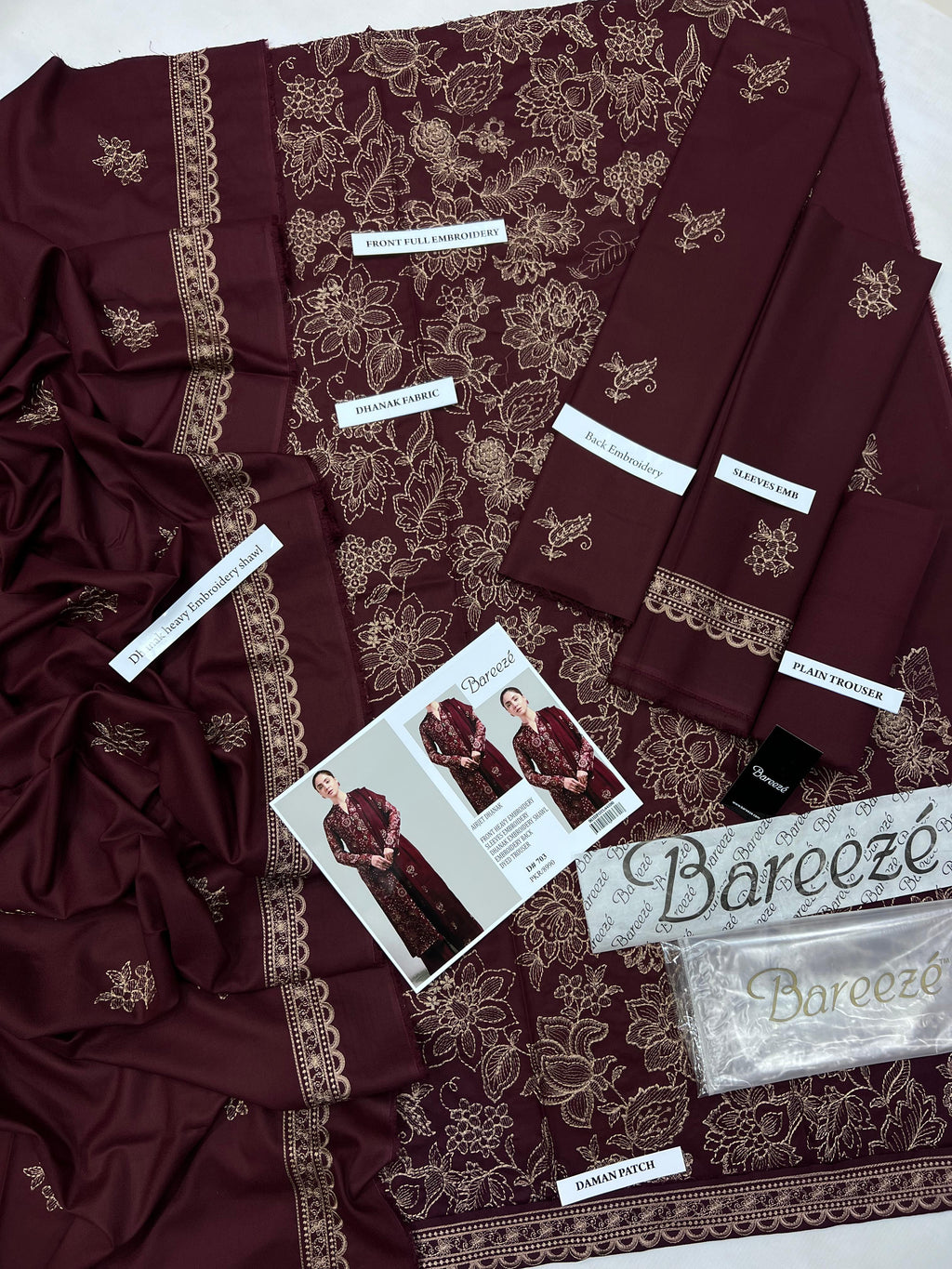 Bareeze Premium Dyed Dhanak – Elegant 3PC Winter Suit