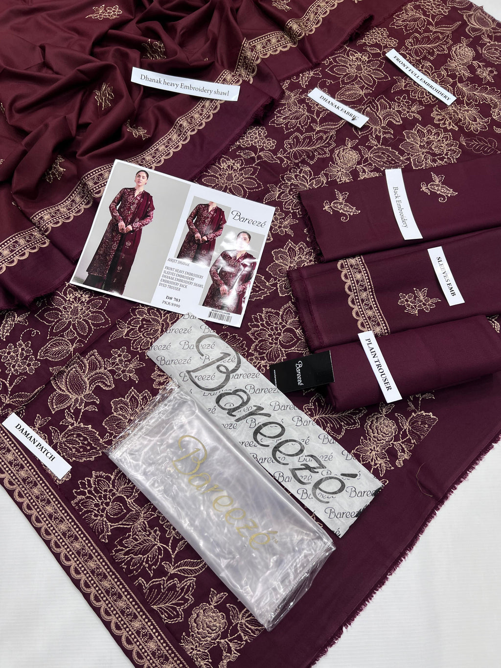 Bareeze Premium Dyed Dhanak – Elegant 3PC Winter Suit