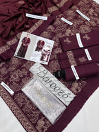 Bareeze Premium Dyed Dhanak – Elegant 3PC Winter Suit
