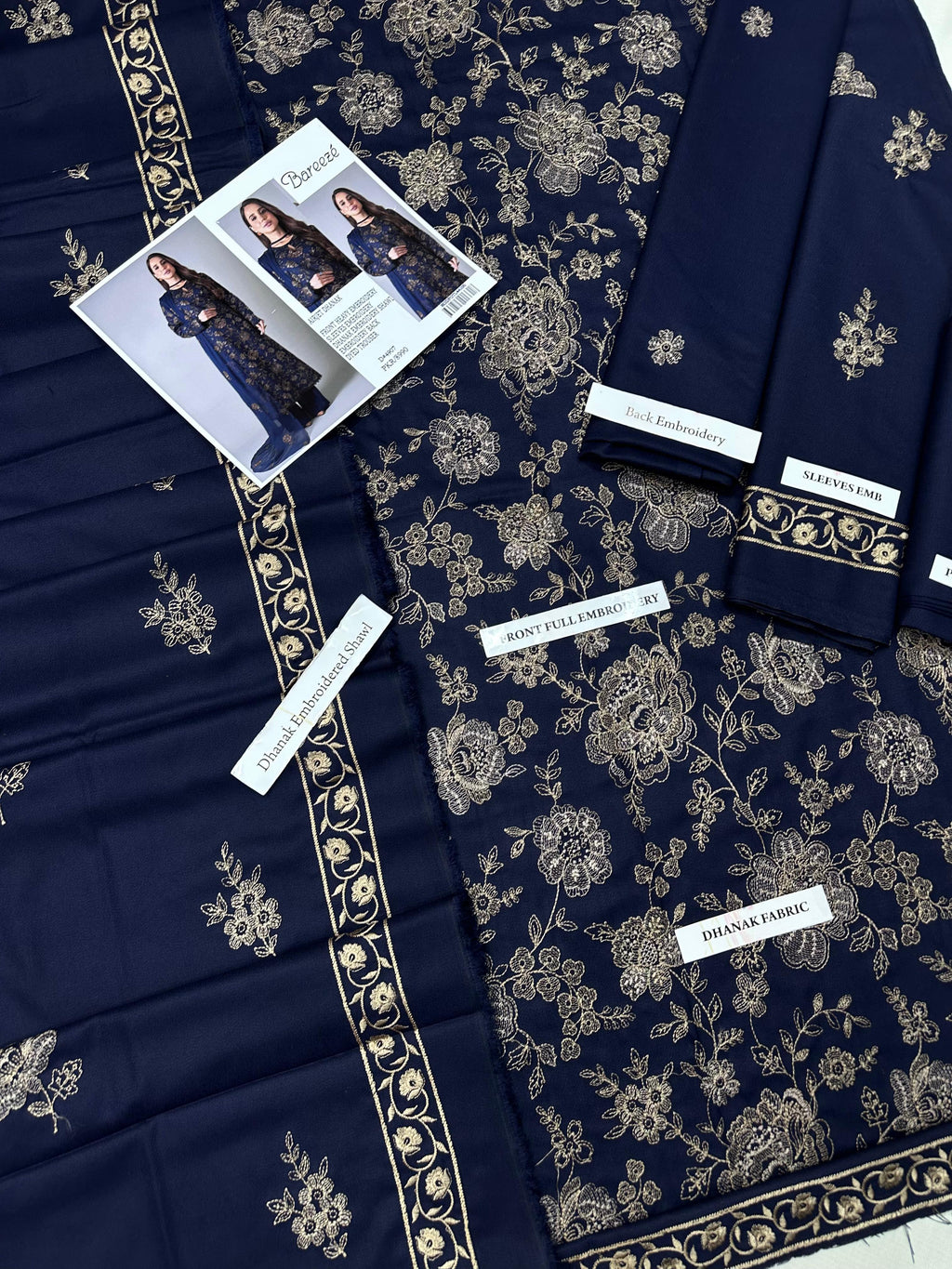 Bareeze Premium Dhanak – Full Heavy Embroidered 3PC Unstitched Suit